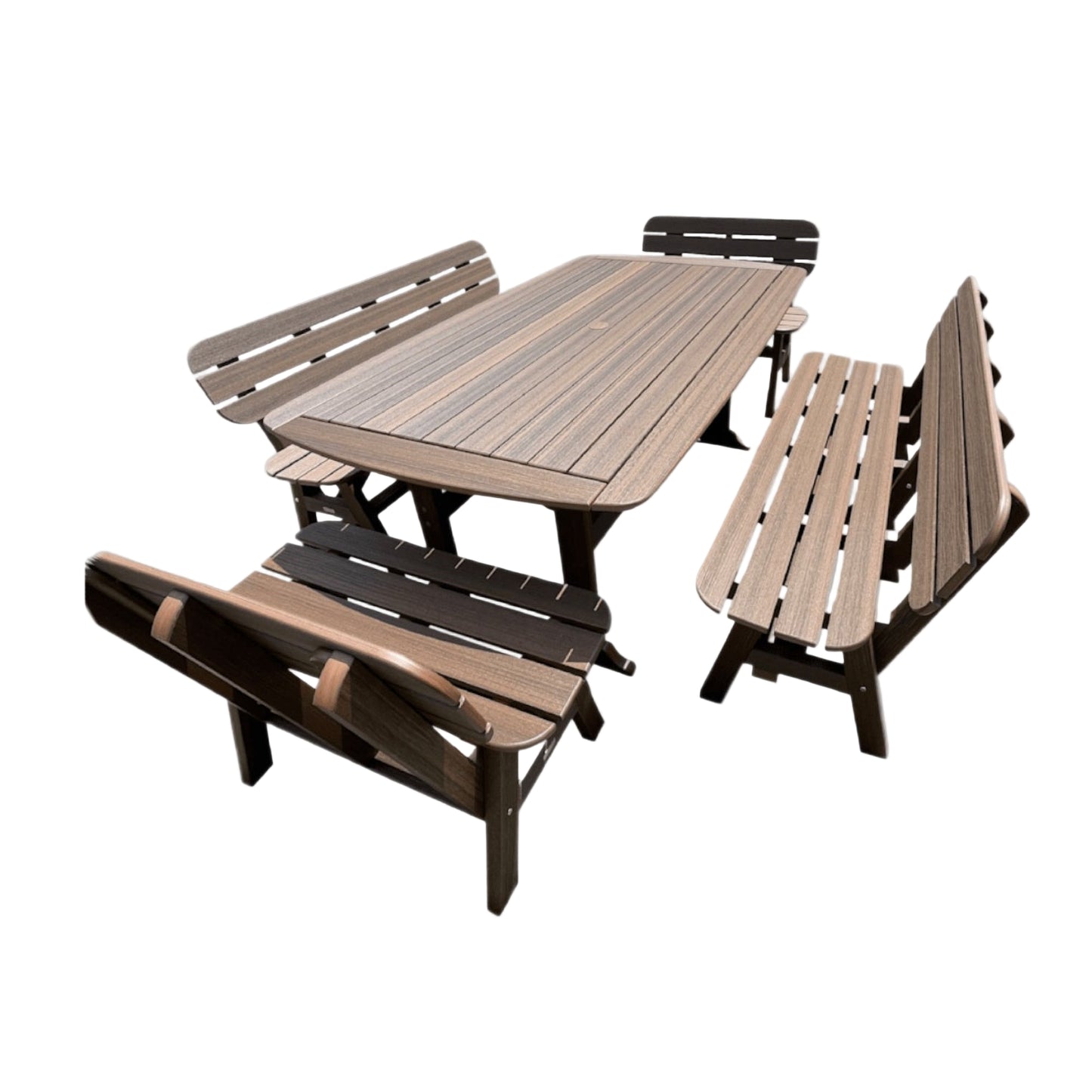 42 x 72 Inch Rectangular Seaside Casual Portsmouth Dining Table Seating Set with 4 Portsmouth Benches