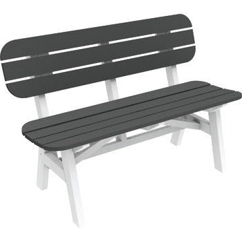 this is a 4 foot portsmouth bench with a back made  by seaside casual furniture ,  it is made of recycled plastic .