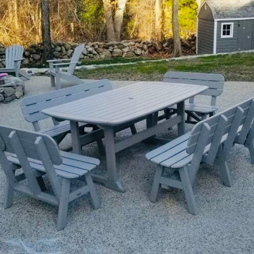 42 x 72 Inch Rectangular Seaside Casual Portsmouth Dining Table Seating Set with 4 Portsmouth Benches