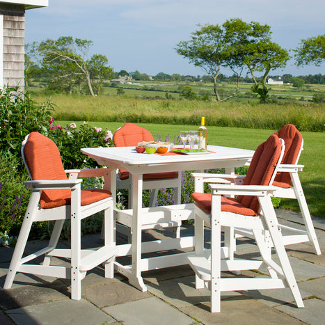 42 x 56 Inch Rectangular BAR Portsmouth Table Seating Set with 4 Classic Adirondack Bar Chairs