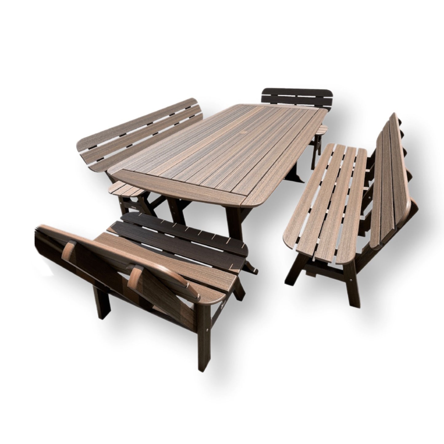 42 x 72 Inch Rectangular Seaside Casual Portsmouth Dining Table Seating Set with 4 Portsmouth Benches