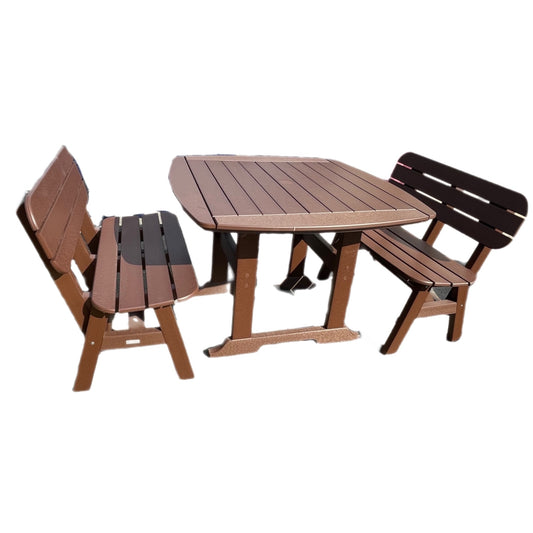 42 x 42 Inch Square Seaside Casual DINING Portsmouth Table Seating Set with 2 Portsmouth 3' Benches