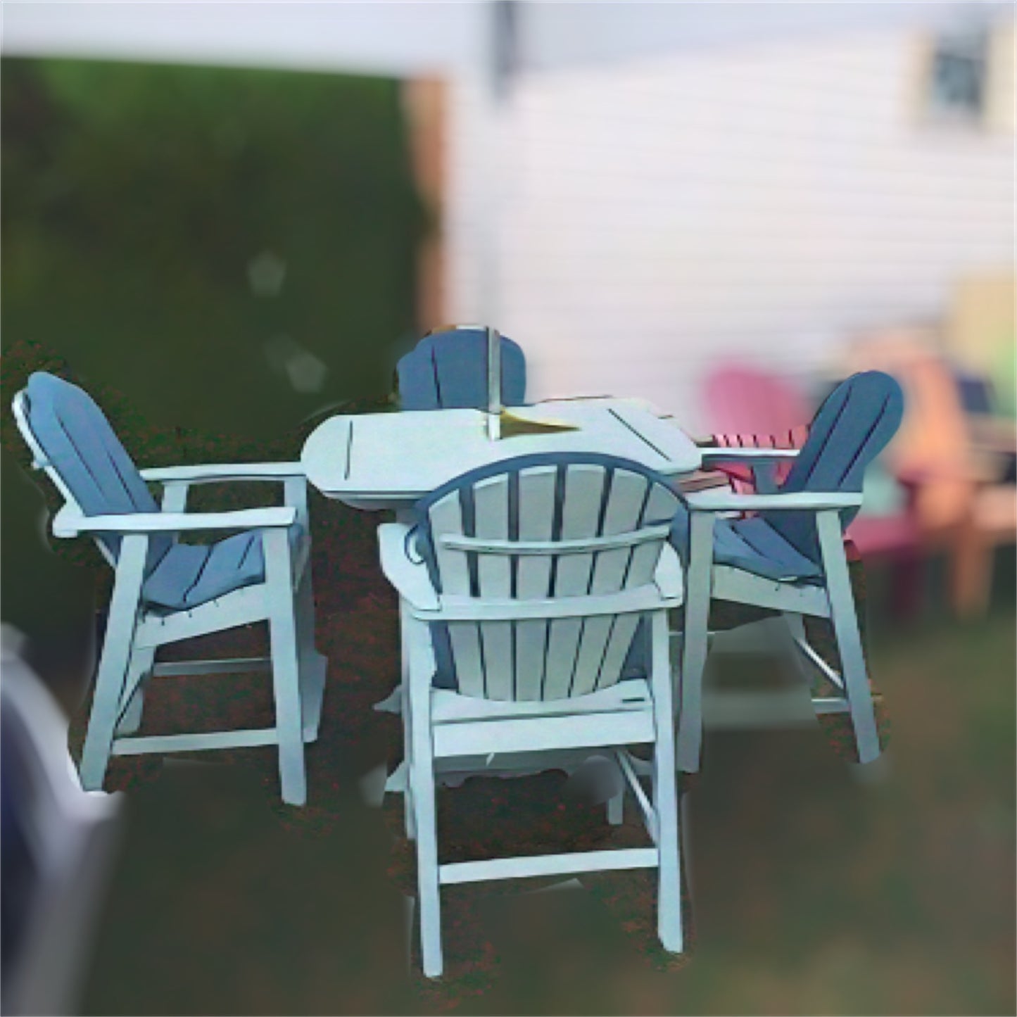 42 x 42 Inch Square BAR Portsmouth Table Seating Set with 4 Shellback Adirondack Bar Chairs