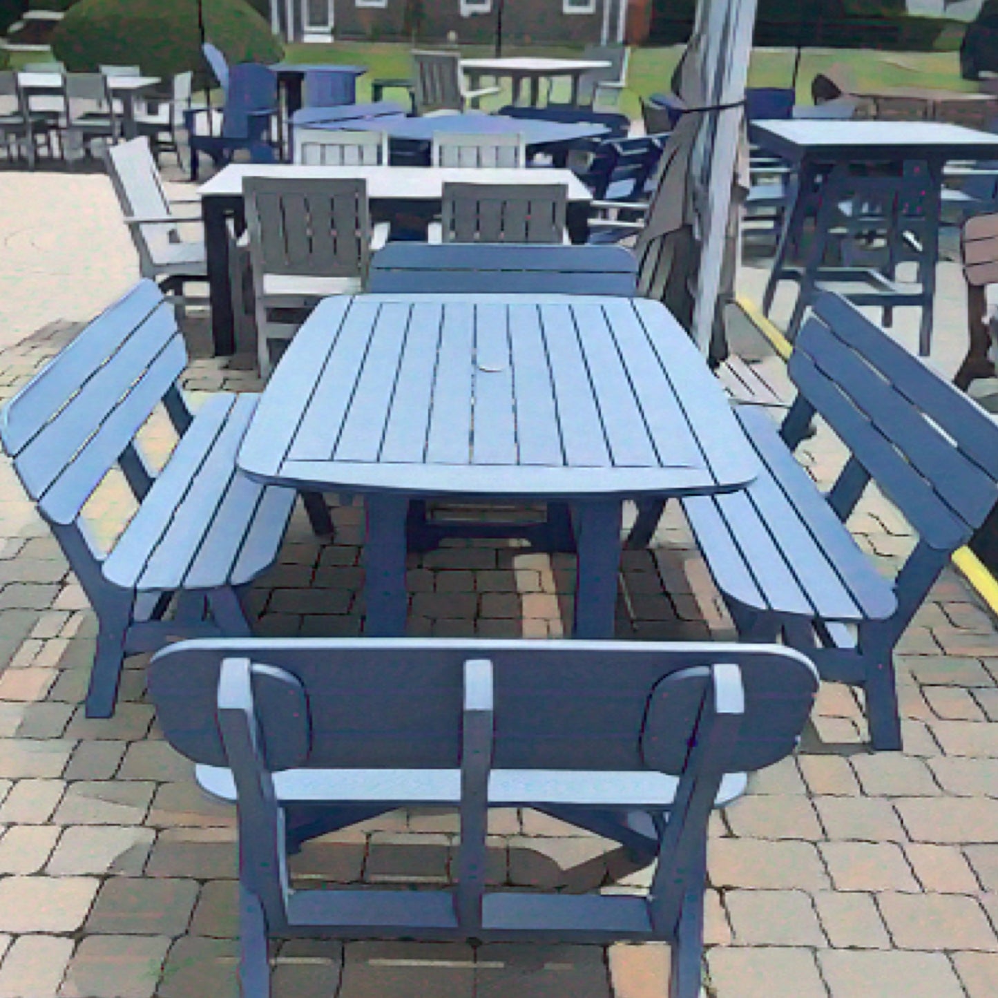 42 x 56 Inch Rectangular Seaside Casual Portsmouth Dining Table Seating Set with 4 Portsmouth Benches