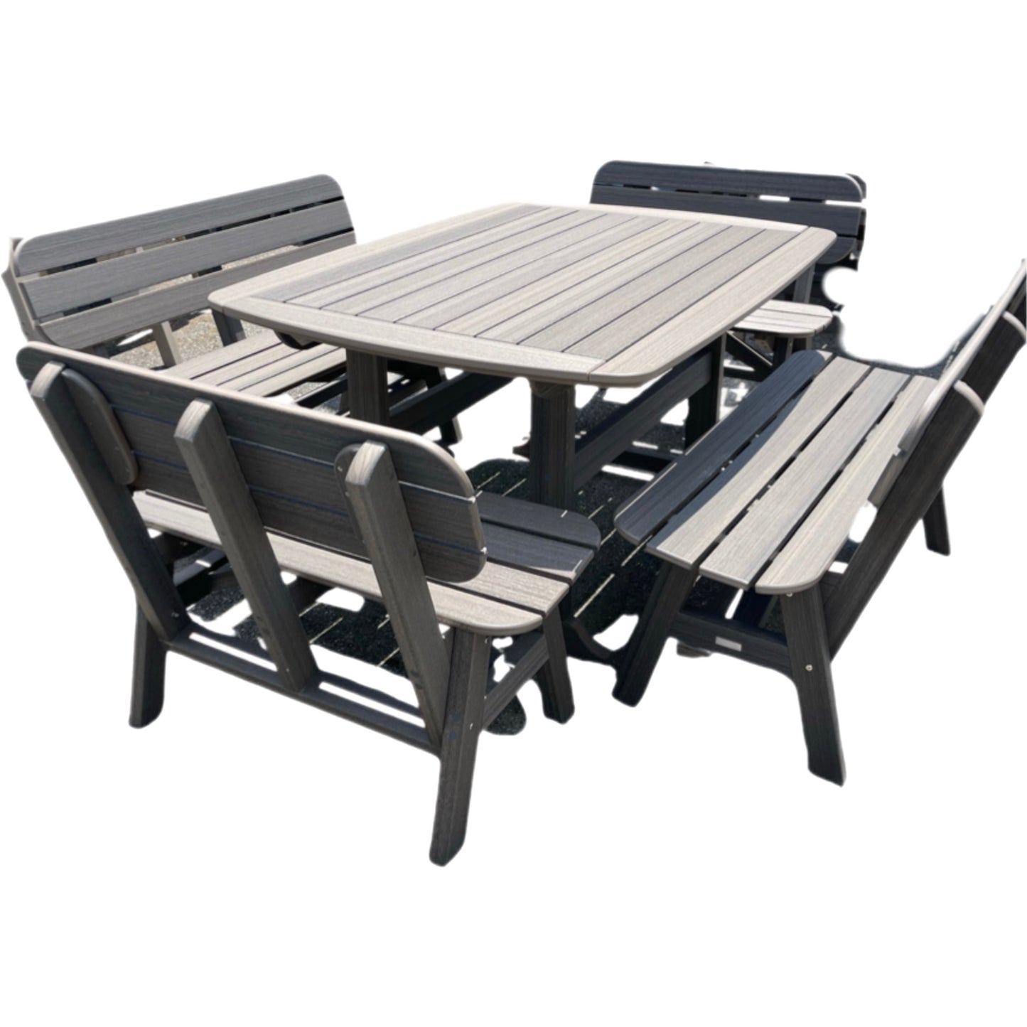 42 x 56 Inch Rectangular Seaside Casual Portsmouth Dining Table Seating Set with 4 Portsmouth Benches